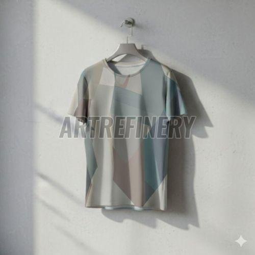 Mens Dove Gray Pale Slate Geometric Block Cotton T Shirt