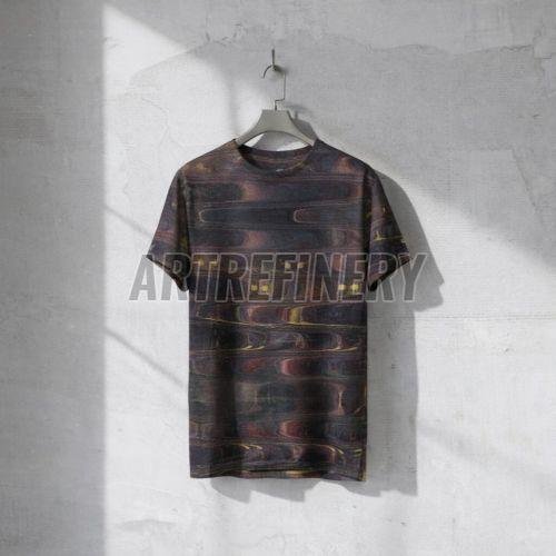 Mens Purple Golden Abstract Wave Cotton T-shirt