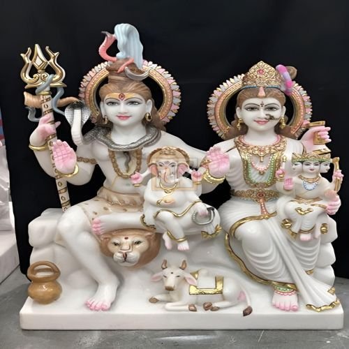 Shiv Parivar Marble Statue