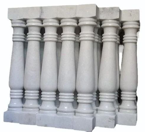 2.5 Feet Polished White Marble Pillar