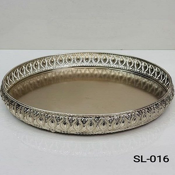 Premium Round Silver Plated Iron Tray