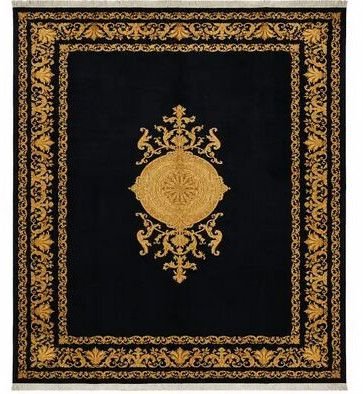 Black Gold Pure Silk Kashmiri Carpets