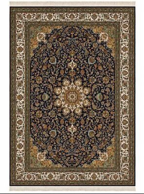 Kashan Blue Silk on Silk Heritage Kashmiri Silk Rugs