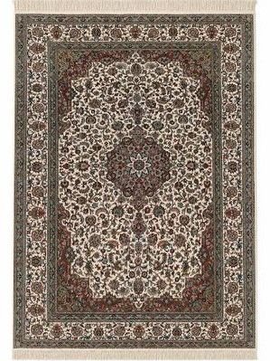 Kashan Cream Silk on Silk Kashmiri Silk Carpet