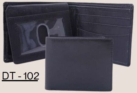 Black Leather Overlap Wallet
