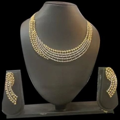 Party Wear Diamond Necklace With Earring Set