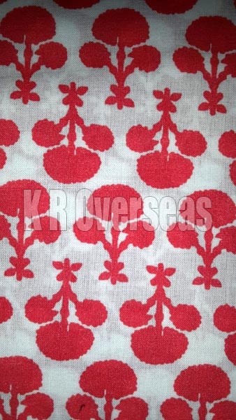 Mahavi Red Printed Cotton Fabric