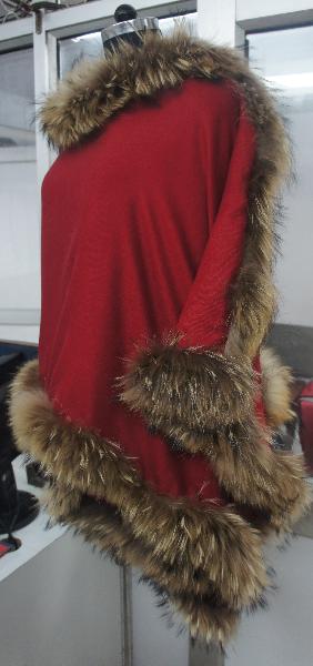 Silk Pashmina wool shawls with four side fur 2017
