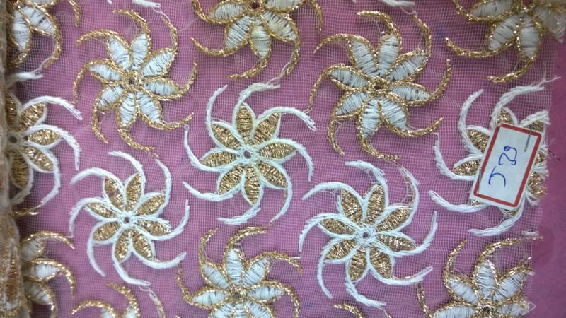 Net Fabrics With Thready & Zari Embroidery Fabrics