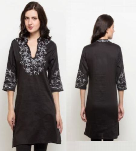 Hand Embroidered Black Kurti