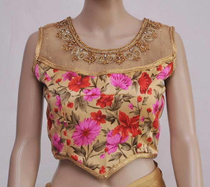 Bagal Puri Print Hand Embroidered Blouse