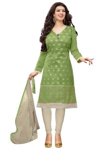 Green Embroidered Chanderi Churidar Suit 02