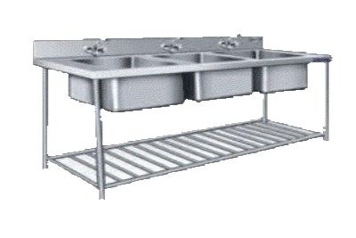 Stainless Steel Three Compartment Sink