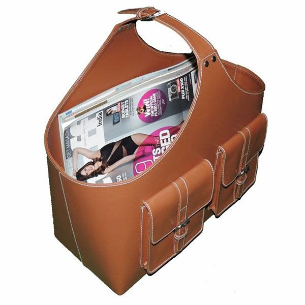 Leather Magazine Baskets