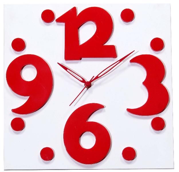 Designer Glass Wall Clock (S-3 Red A)