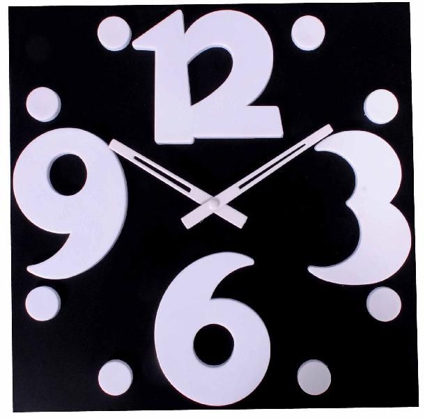 Designer Glass Wall Clock (S-3 White)