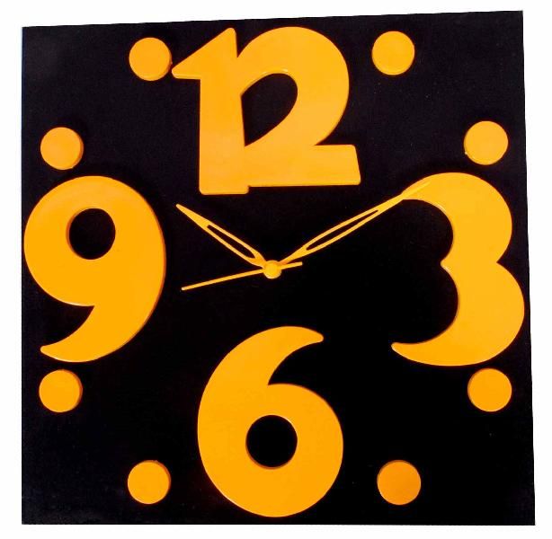 Designer Glass Wall Clock (S-3 yellow)