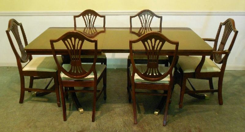 Carved Back Six Chair Dining Set