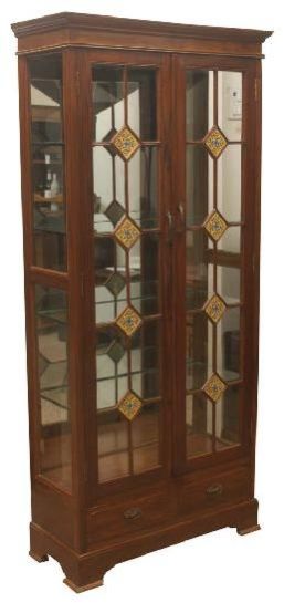 Diamond Panel Glass Door Showcase Cabinet