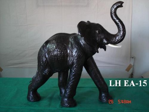 LH EA-15 Leather Handicraft African Elephant Statue