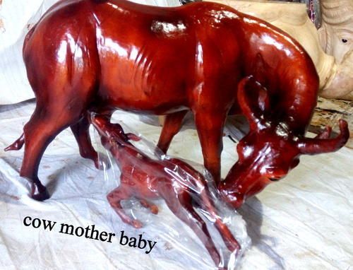 Leather Cow & Calf Statue 01