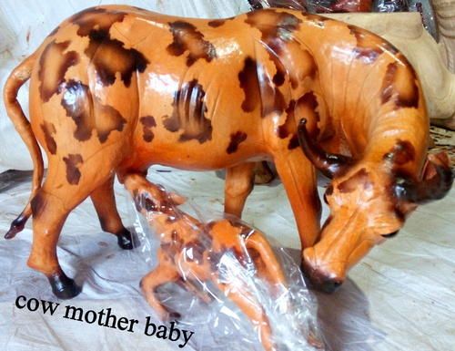 Leather Cow & Calf Statue 02