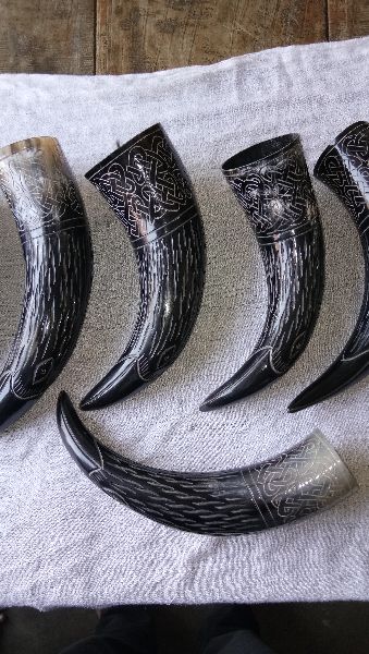 Hand Carved Drinking Horn Cup 02