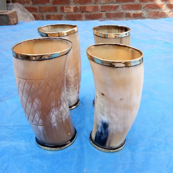 Hand Carved Drinking Horn Cups