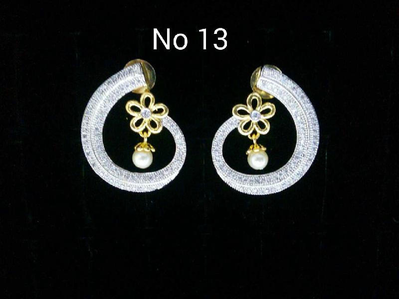 Brass American Diamond Ear Studs (No. 13)