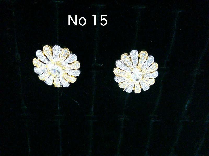 Brass American Diamond Ear Studs (No. 15)