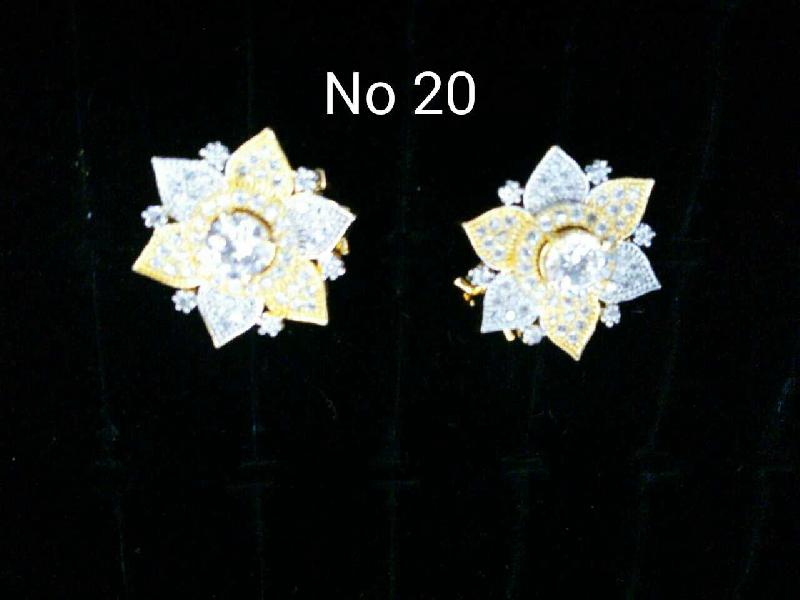 Brass American Diamond Ear Studs (No. 20)