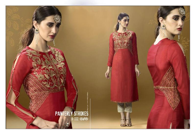 Embroidered Silk Kurtis (K-332)