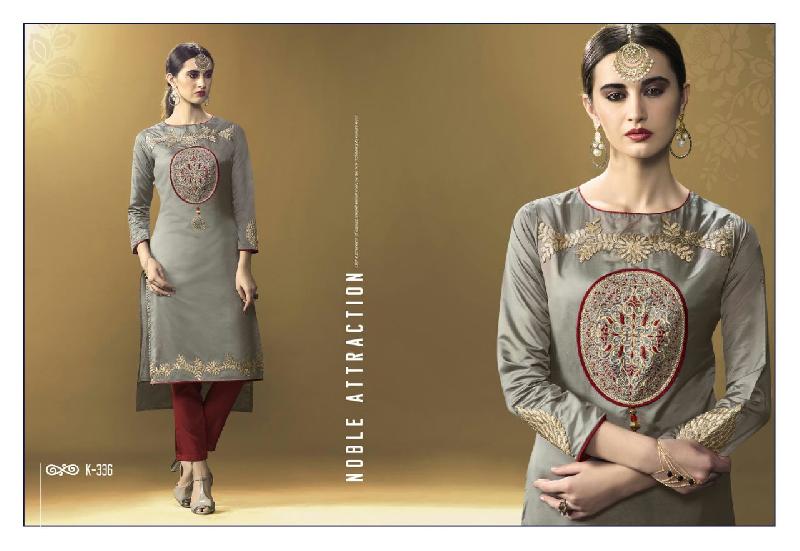 Embroidered Silk Kurtis (K-336)