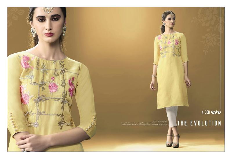 Embroidered Silk Kurtis (K-338)