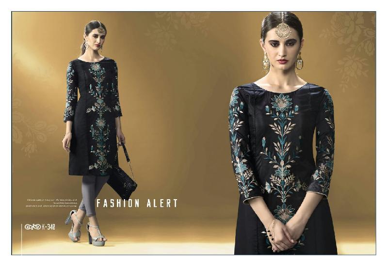 Embroidered Silk Kurtis (K-348)