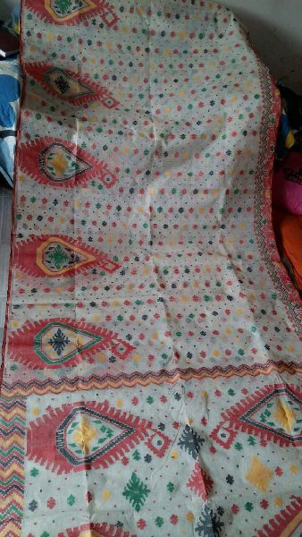 5.5 m (separate blouse piece) Festive Wear Ladies Handloom Soft Dhakai  Jamdani Saree