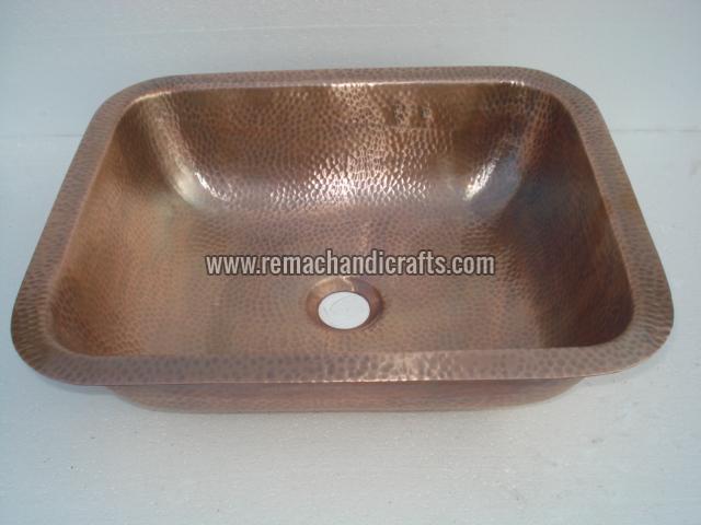 2006 Undermount Hammered Rectangular Copper Sink