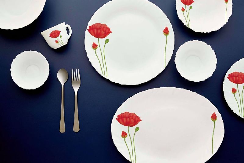 Wholesale Cello Red Poppy Dinner Set Supplier in Kutch India Wholesale Cello Red Poppy Dinner Set Supplier in Kutch India