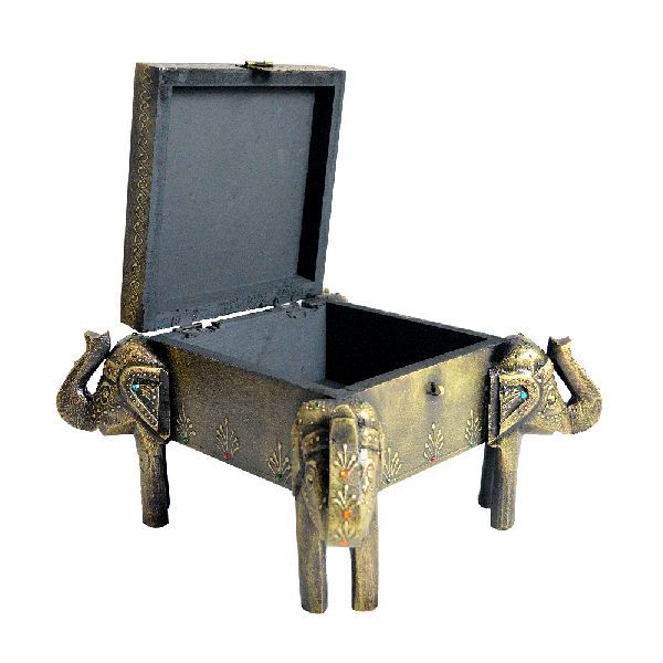 Wooden Antique Handcrafted Elephant Shaped Dry Fruit Box 02