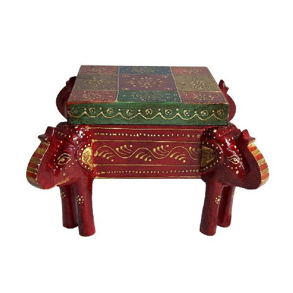 Wooden Multicolor Handcrafted Elephant Shaped Dry Fruit Box 01