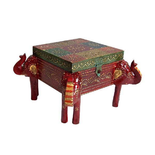 Wooden Multicolor Handcrafted Elephant Shaped Dry Fruit Box 02