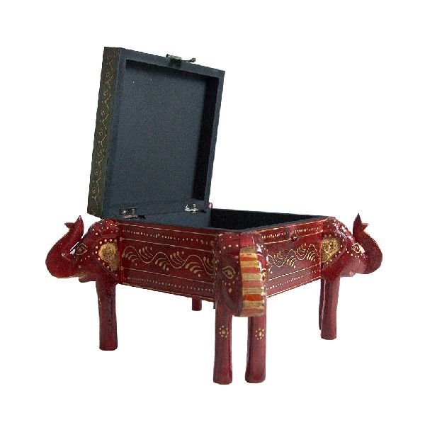 Wooden Multicolor Handcrafted Elephant Shaped Dry Fruit Box 03