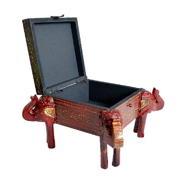 Wooden Multicolor Handcrafted Elephant Shaped Dry Fruit Box 05
