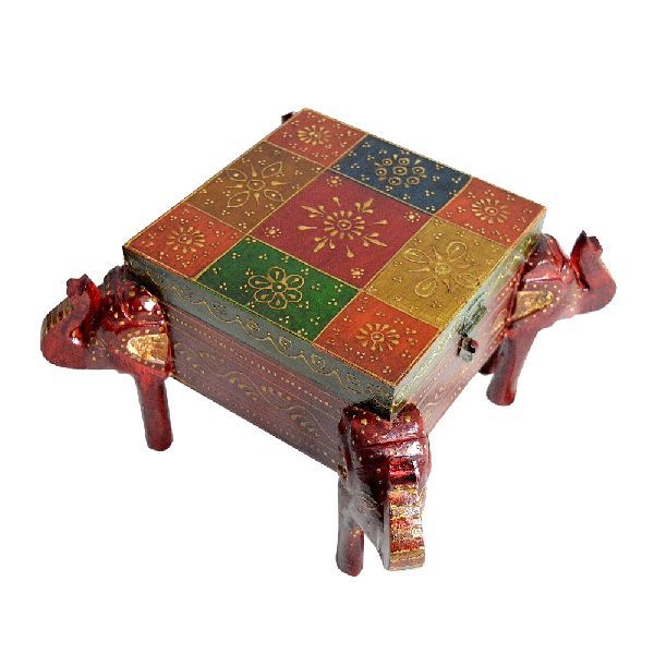 Wooden Multicolor Handcrafted Elephant Shaped Dry Fruit Box 06