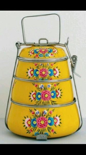 Enamel Hand Painted 3 Tier Tiffin Box  03