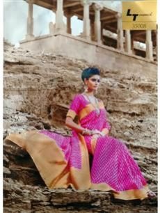 35008 Pink & Orange Bhagalpuri Saree