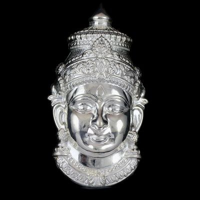 Silver Buddha Face Idol