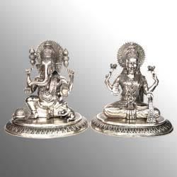 Silver Laxmi Ganesha Idol