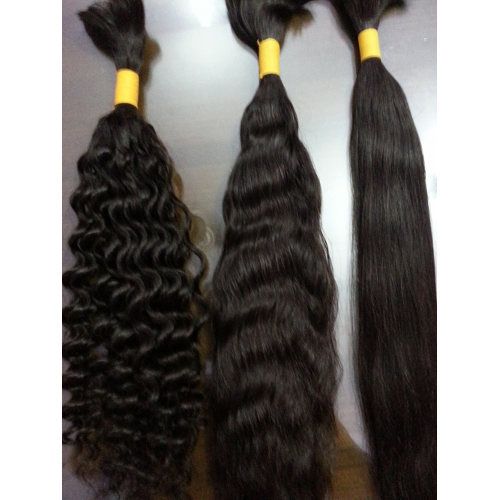 Non Remy Double Drawn Black Hair