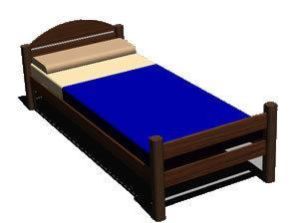 Wooden Single Bed 03